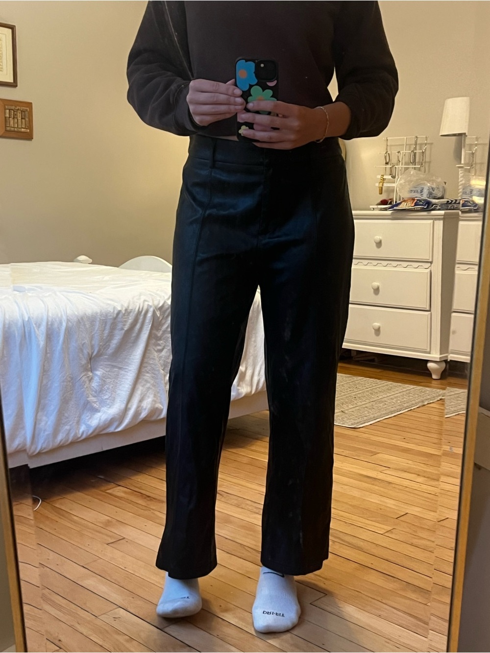 7 For All Mankind Black Faux Leather Pants
